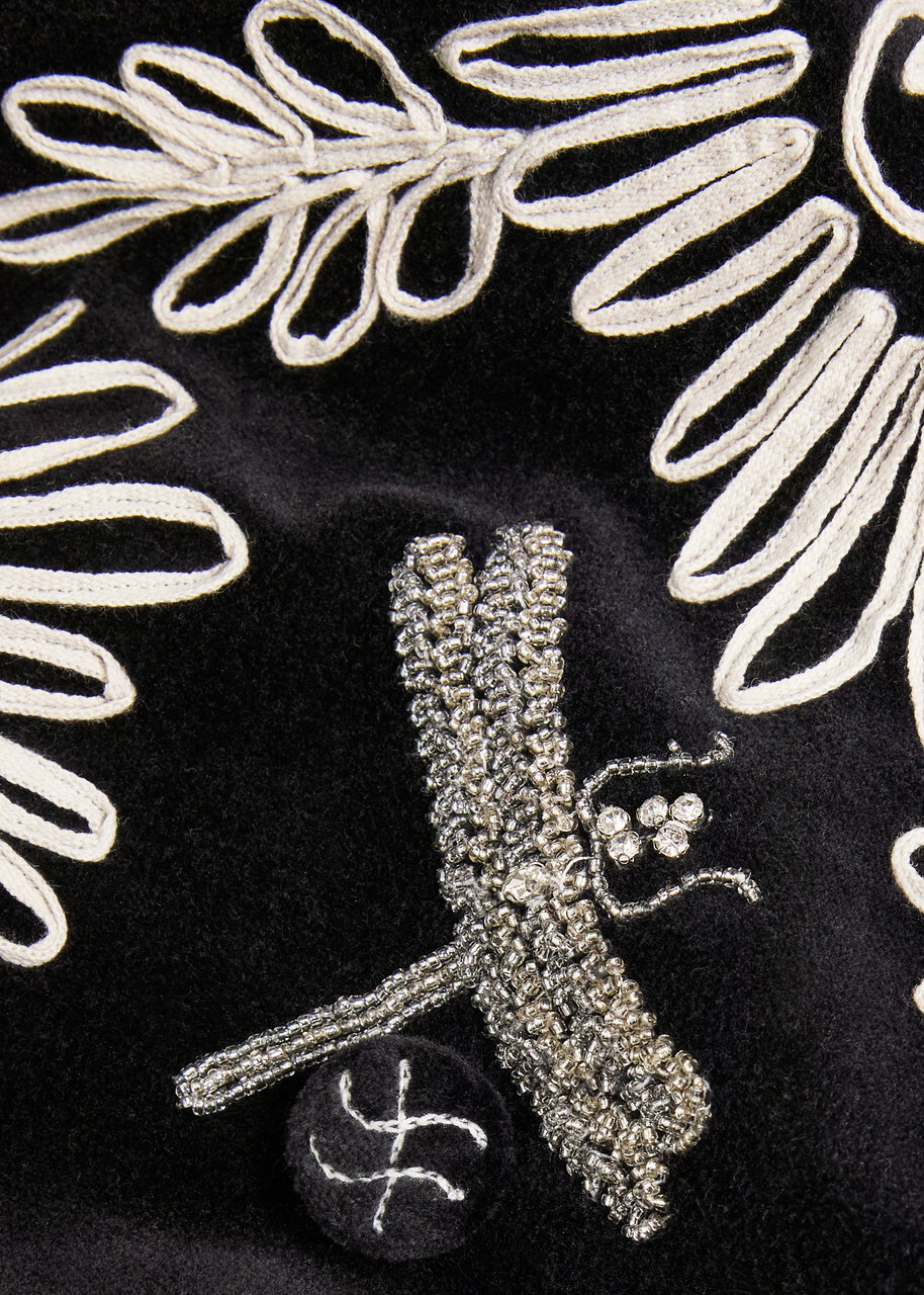 Forte_forte Embroidered Velvet Coat Black