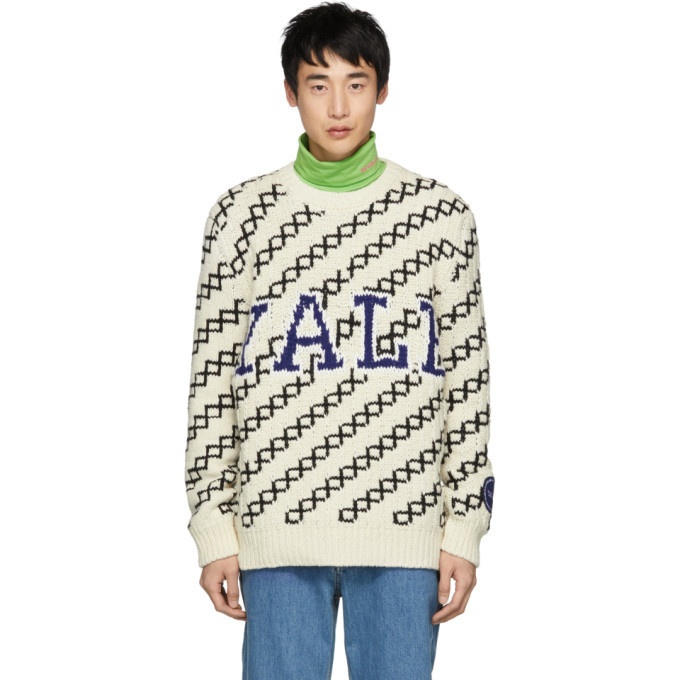 Photo: Calvin Klein 205W39NYC Off-White and Black Yale Crewneck Sweater