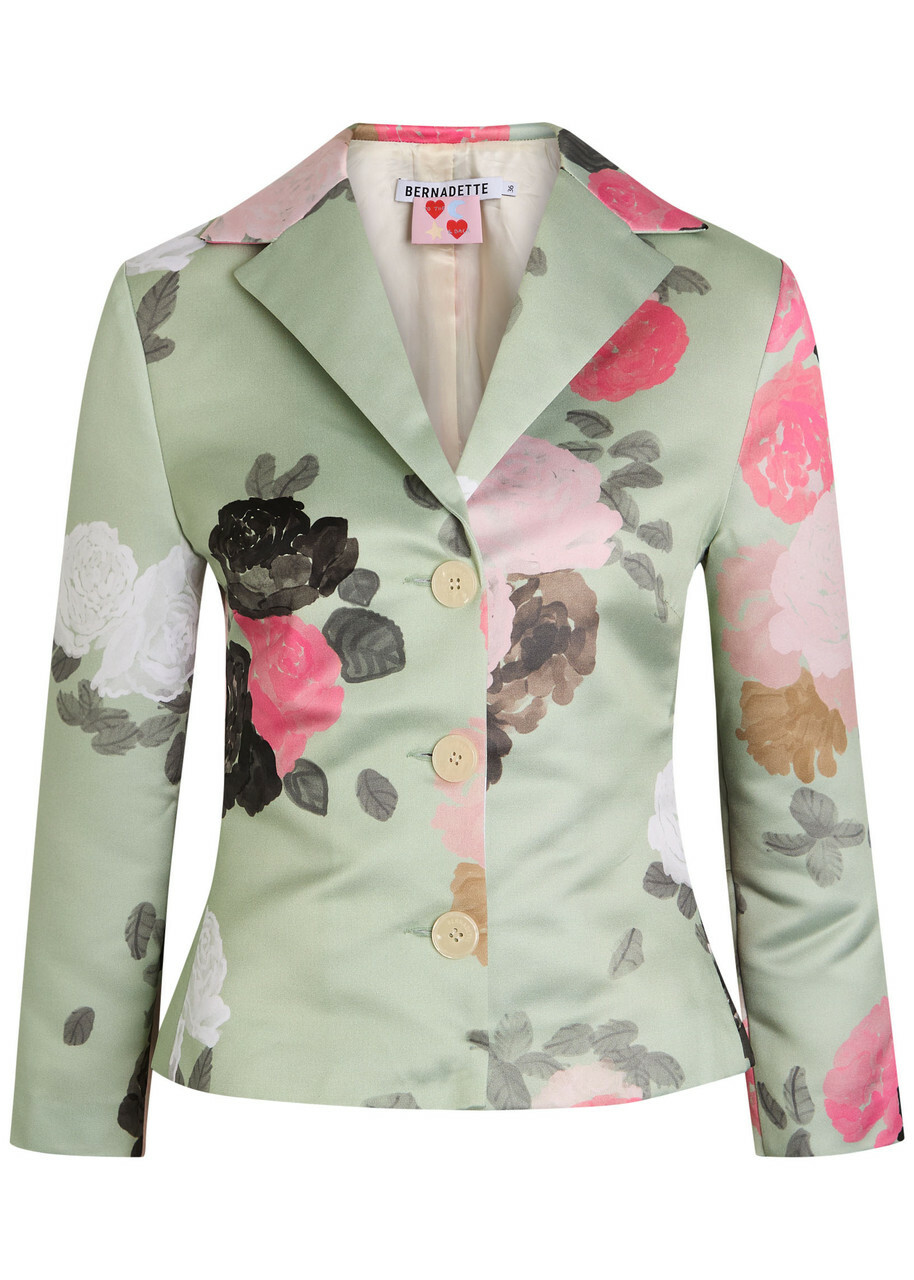 Bernadette Elle Floral-print Satin Jacket Green
