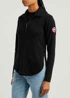 Canada Goose Women's Small Black Fairhaven Half-Zip Wool Jumper Detailed With Reflective Stripes