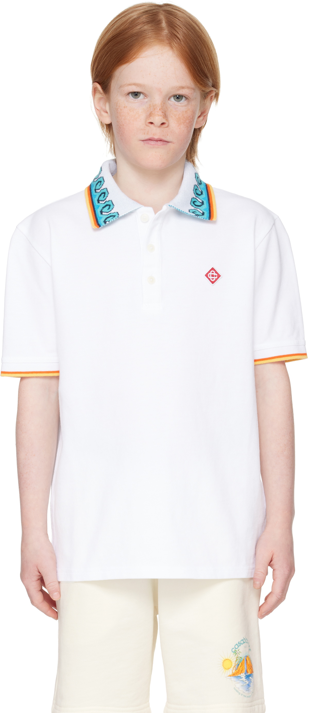 Casablanca Kids White Short Sleeve Polo