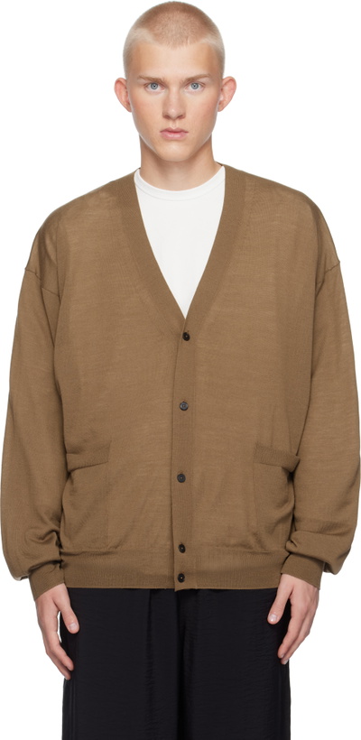 Photo: YLÈVE Brown Superfine 120's Biella Yarn Knit Cardigan