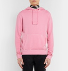 Saint Laurent - Logo-Print Distressed Loopback Cotton-Jersey Hoodie - Men - Pink