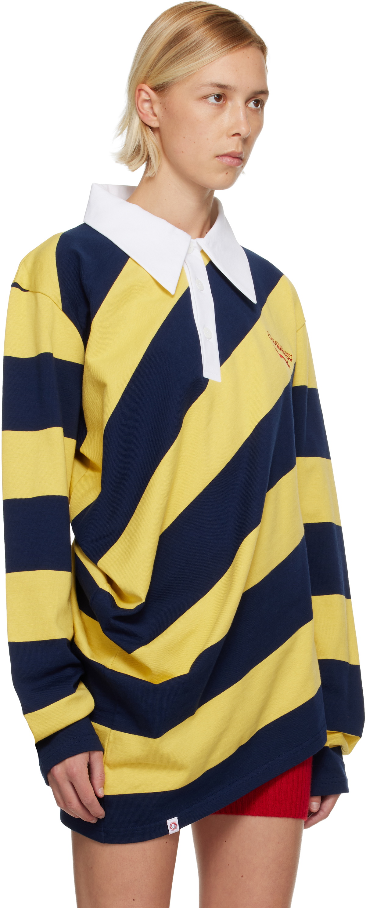 Charles Jeffrey LOVERBOY Yellow & Navy Topsy Turvy Polo