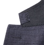 Drake's - Unstructured Prince of Wales Linen, Wool and Cotton-Blend Blazer - Blue