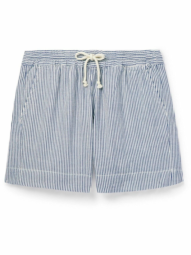 Photo: La Paz - Pestana Straight-Leg Striped Linen Drawstring Shorts - Blue