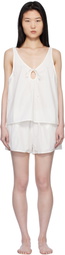 Deiji Studios White U Shape Cotton Tank Top & Shorts Set