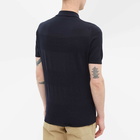 John Smedley Men's Textured Stripe Knit Polo Shirt in Midnight