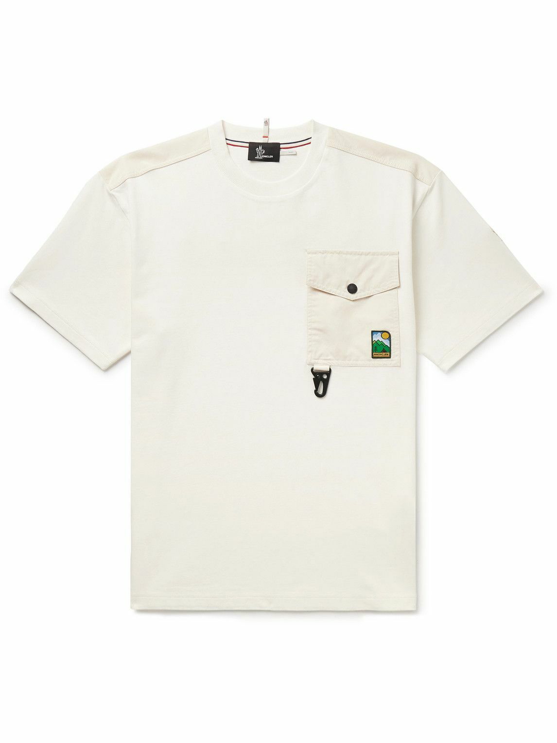 Photo: Moncler Grenoble - Logo-Appliquéd Shell-Trimmed Combed Cotton-Jersey T-Shirt - White