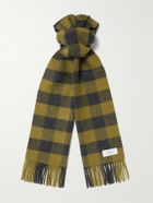 Mr P. - Logo-Appliquéd Fringed Checked Wool and Cashmere-Blend Scarf