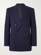 TOM FORD - Atticus Double-Breasted Wool and Mohair-Blend Blazer - Blue