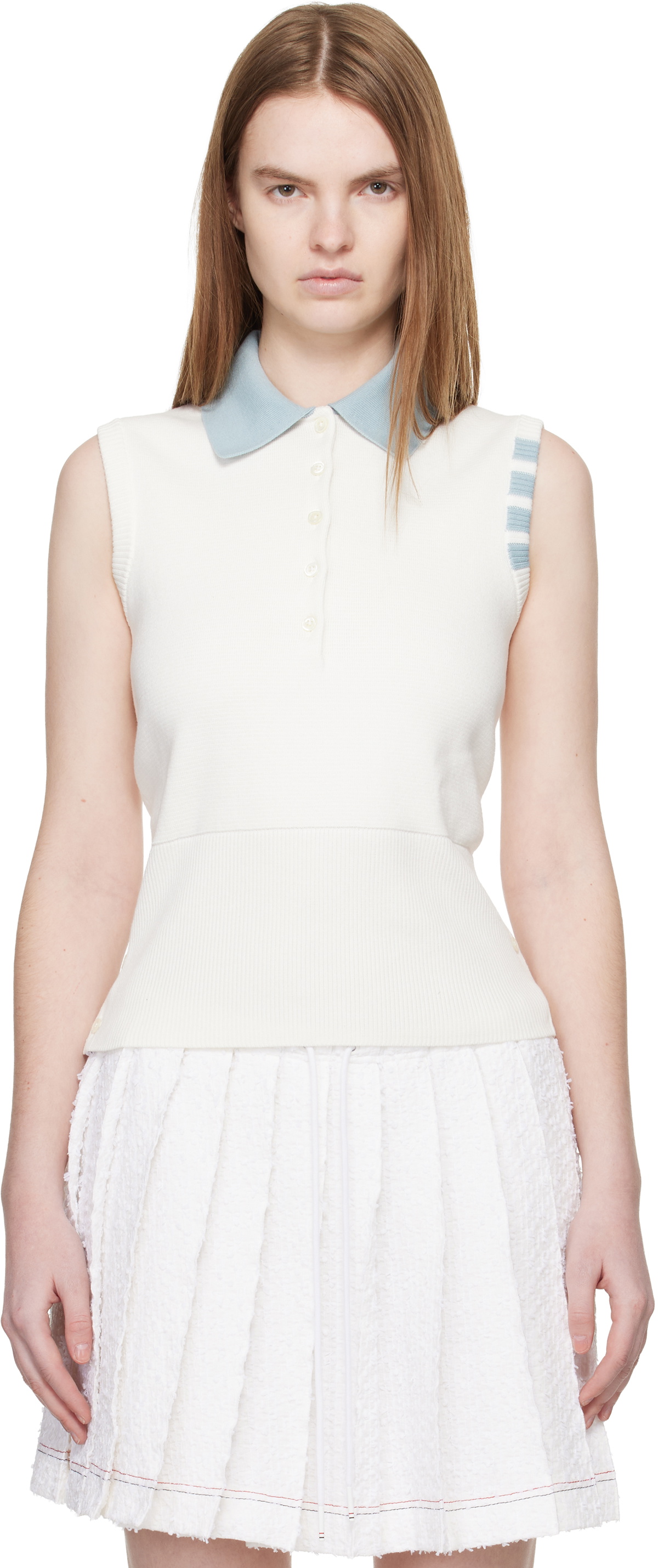 Thom Browne Off-White Milano Stitch Sleeveless Polo
