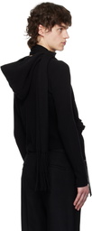 AARON ESH Black Knitted Scarf & Hoodie Set