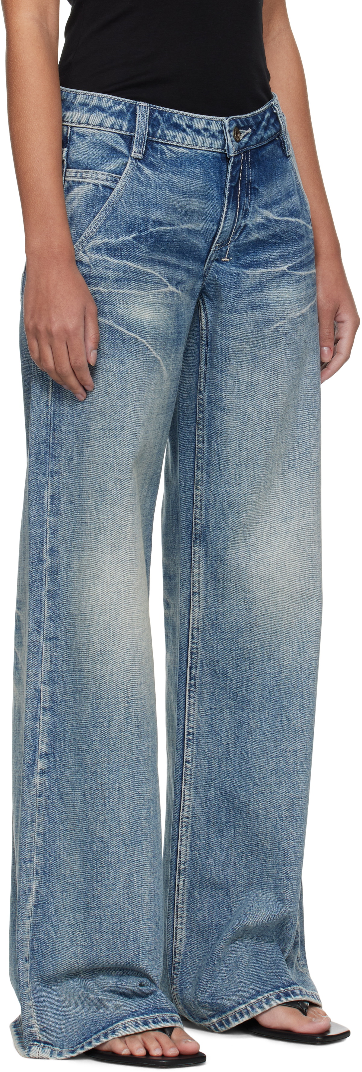 Fax Copy Express Blue '888' Low-Rise Loose Jeans