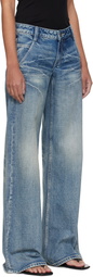 Fax Copy Express Blue '888' Low-Rise Loose Jeans