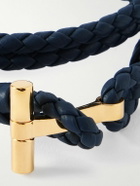 TOM FORD - Woven Leather and Gold-Plated Wrap Bracelet - Blue