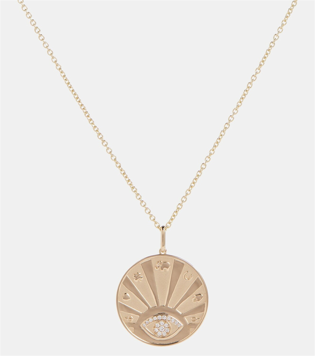 Sydney Evan Evil Eye Luck 14kt yellow gold necklace with diamonds