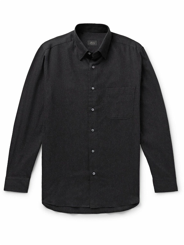 Photo: Brioni - Cotton and Cashmere-Blend Flannel Shirt - Gray