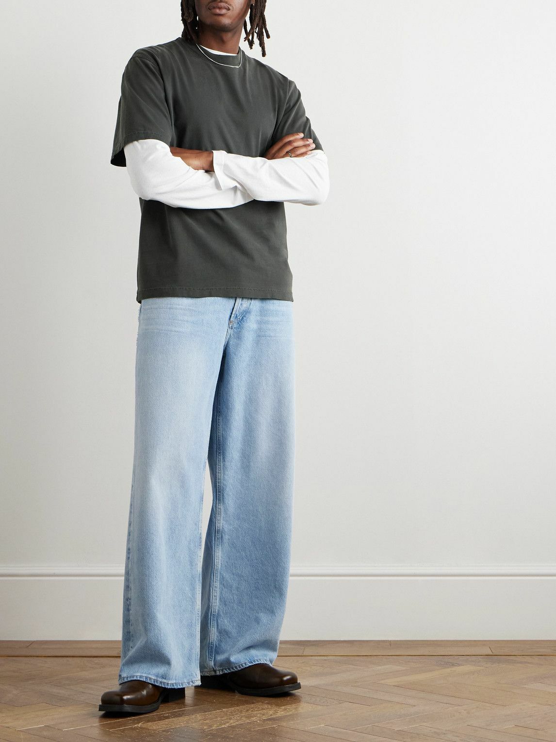 AGOLDE - Asha Cotton-Jersey T-Shirt - Gray