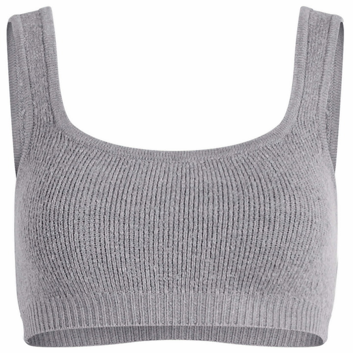 Photo: SKIMS Women's Textured Knit Bralette in Dark Heather Grey
