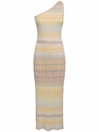 MISSONI Rib Knit Lurex One Shoulder Long Dress