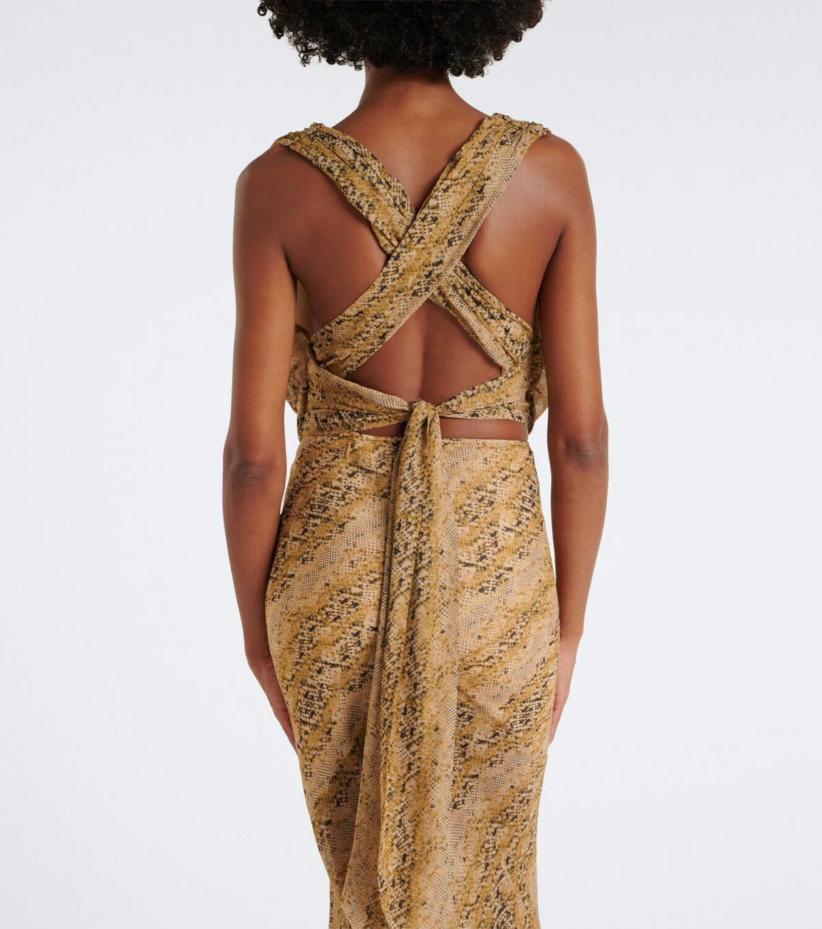 De La Vali Isolde draped snake-print georgette top
