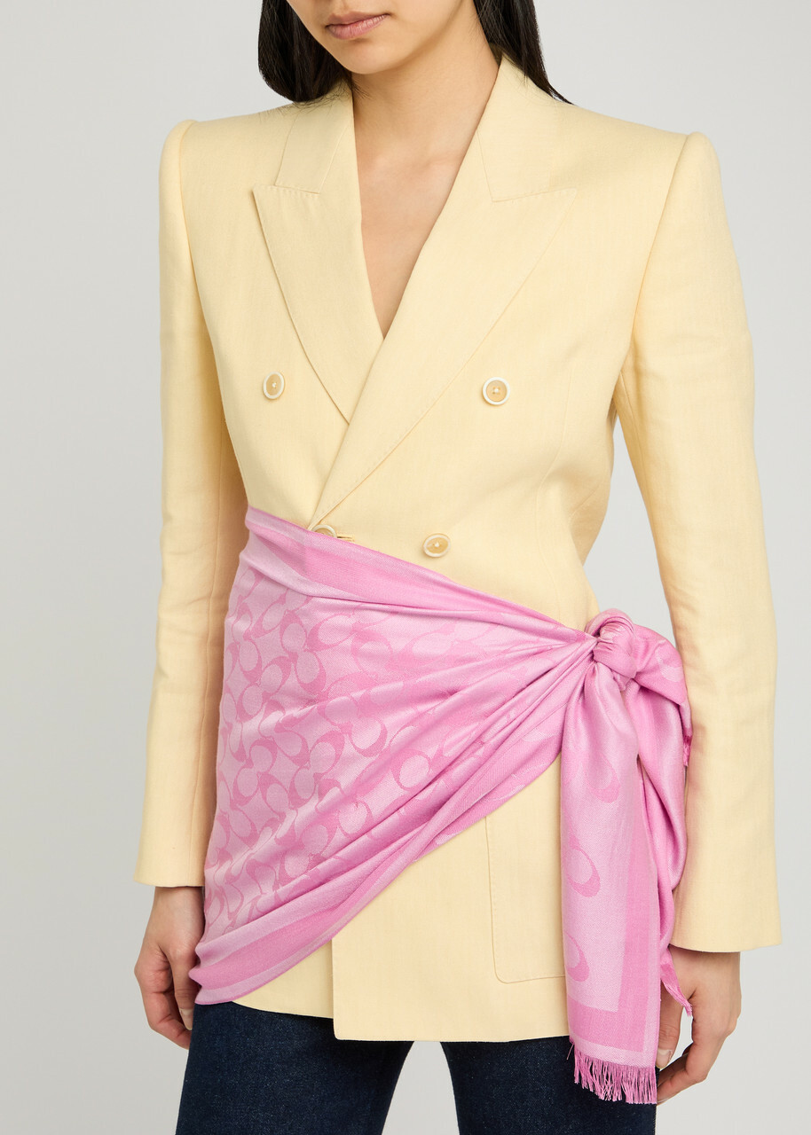Coach Signature C Logo-jacquard Scarf - Fuchsia - One Size
