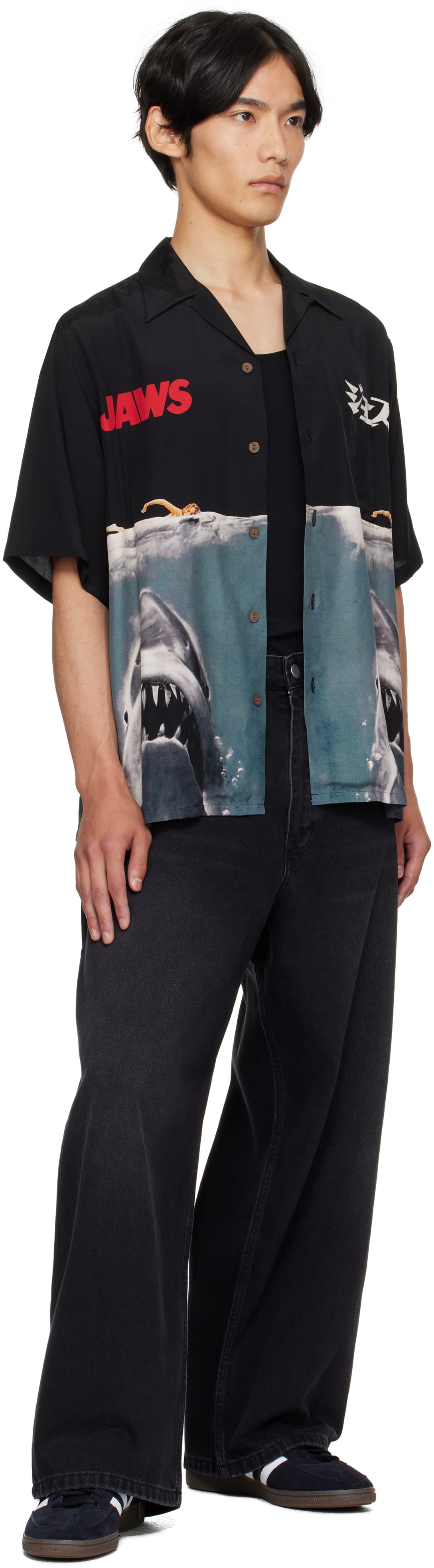 WACKO MARIA Black 'Jaws' S/S Shirt