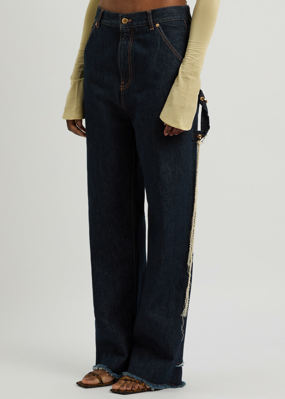 Darkpark Lisa Pearl-embellished Straight-leg Jeans Blue