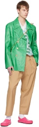 Marni Green Double-Breasted Leather Jacket