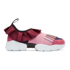 Emilio Pucci Pink and Navy Metallic Ruffle Sneakers