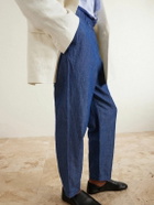 Barena - Tapered Linen and Cotton-Blend Trousers - Blue