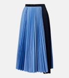 Sacai Striped cotton-blend poplin midi skirt