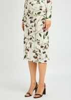 Stella Mccartney Cherry Printed Mesh Midi Skirt Cream
