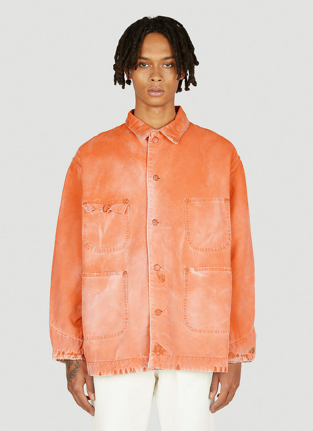 NOTSONORMAL - Washed Chore Jacket in Orange NOTSONORMAL