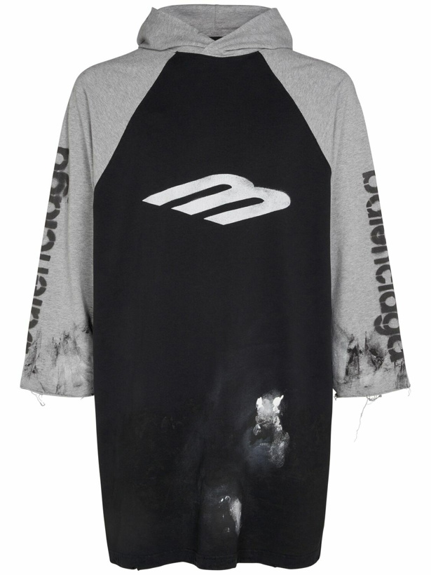 Photo: BALENCIAGA 3b Stencil Hooded Stretch Cotton T-shirt