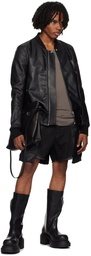 Rick Owens Gray & Black Stefan Denim Shorts