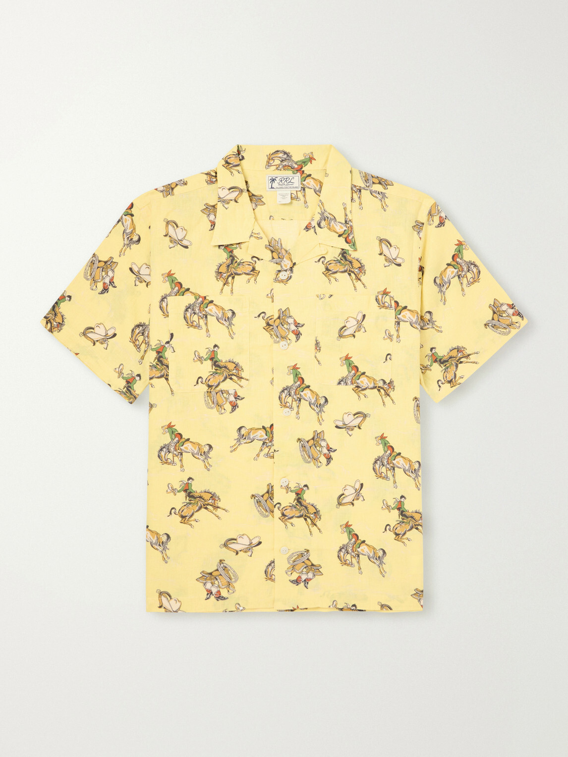 RRL - Convertible-Collar Printed Linen and Cotton-Blend Shirt - Yellow