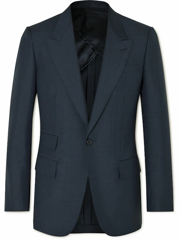 Photo: Kingsman - Slim-Fit Checked Mohair and Wool-Blend Suit Jacket - Blue