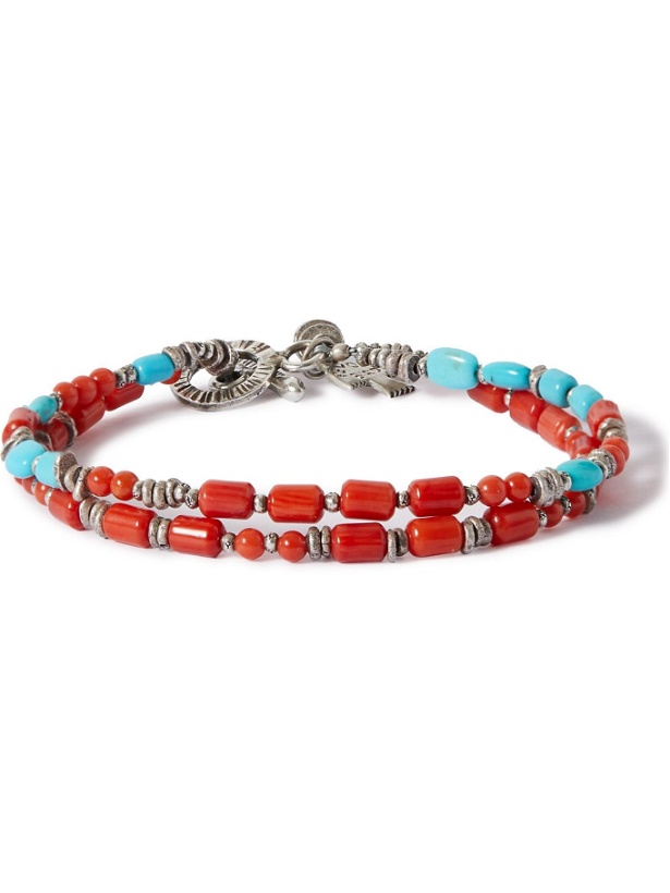 Photo: Peyote Bird - Burnished Sterling Silver, Turquoise and Coral Wrap Bracelet