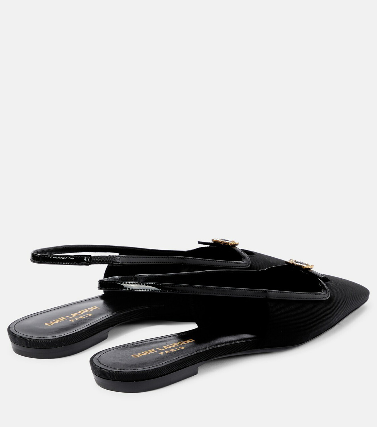 Saint Laurent - Blade leather-trimmed slingback flats