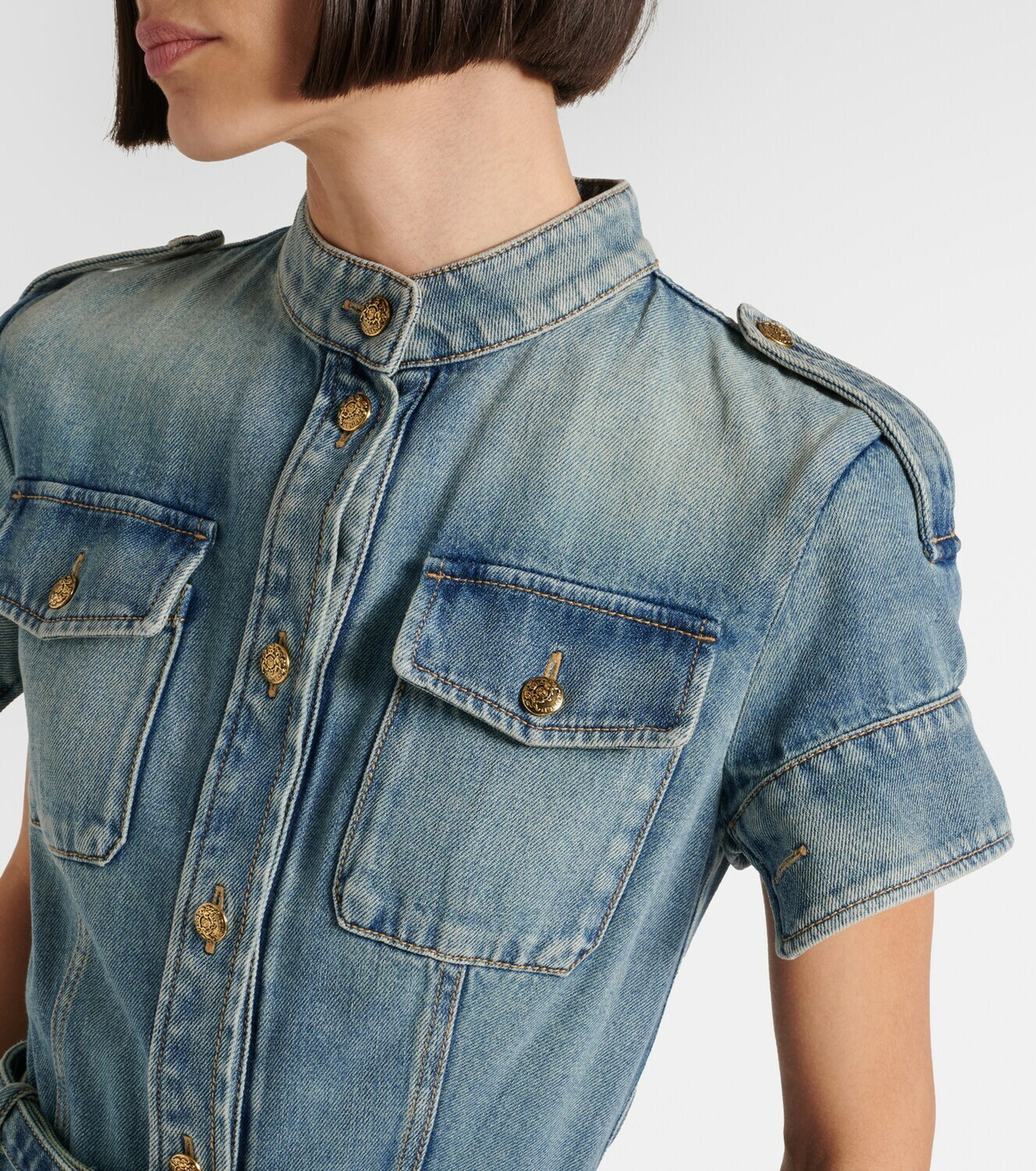 McQueen Belted denim shirt dress