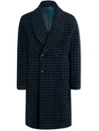 MP Massimo Piombo - Robbie Shawl-Collar Double-Breasted Houndstooth Alpaca-Blend Coat - Blue