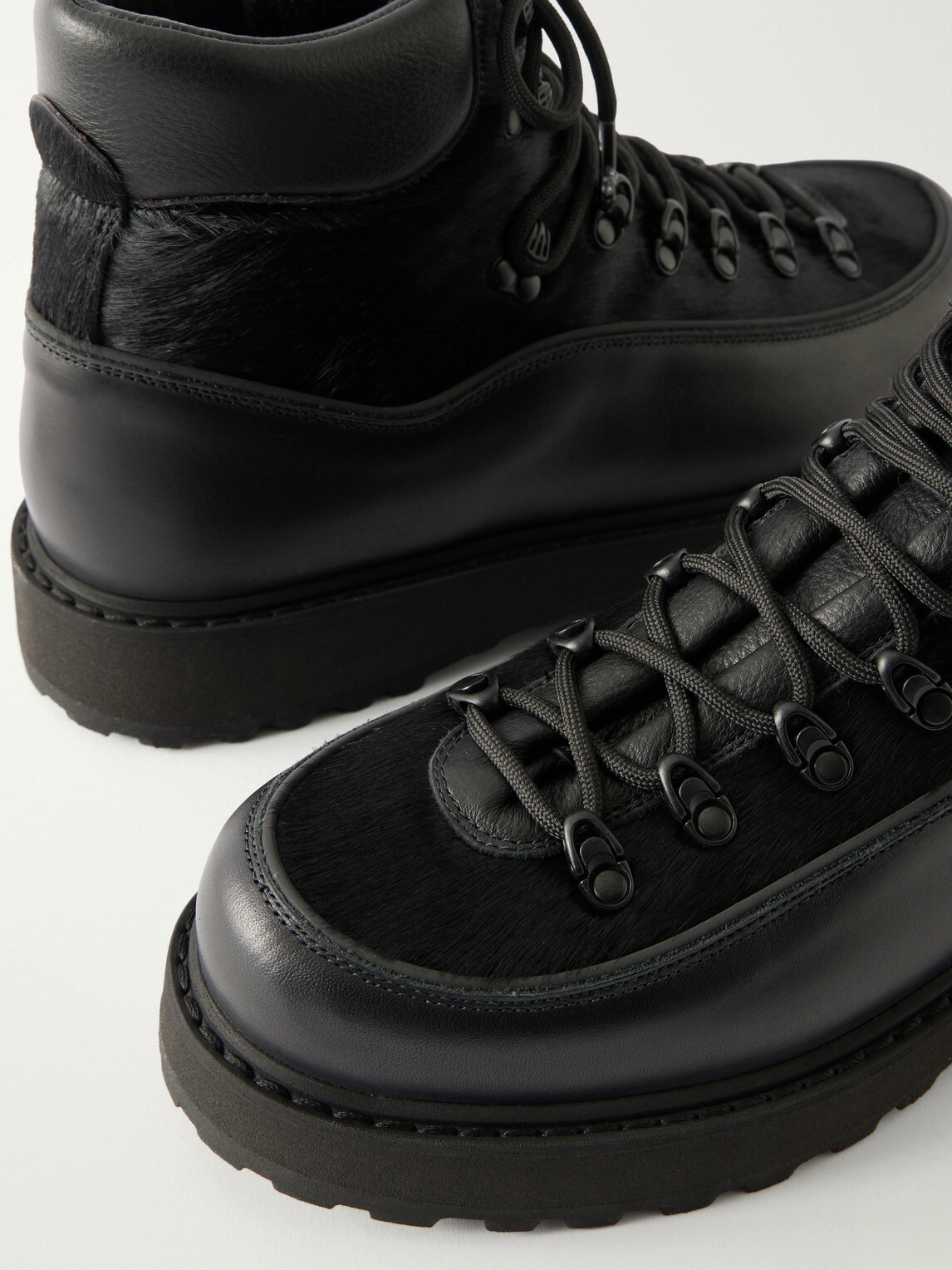 Diemme - Roccia Vet Rubber-Trimmed Calf Hair Hiking Boots - Black