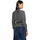 OPEN YY Gray Button Up Blouson Cardigan