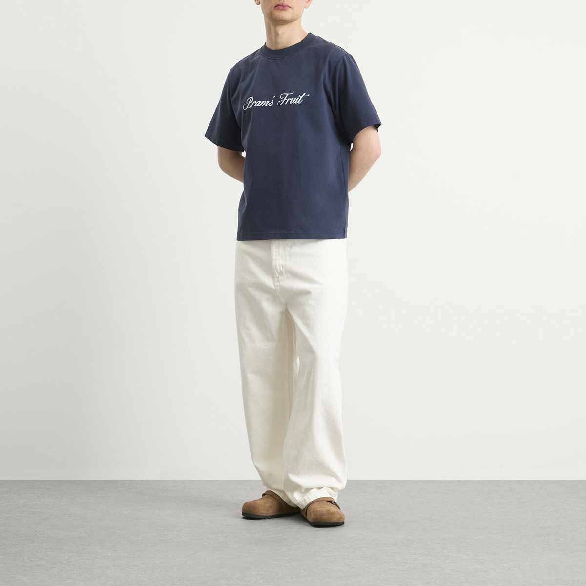 Bram's Fruit Men's Script Logo T-Shirt in Navy