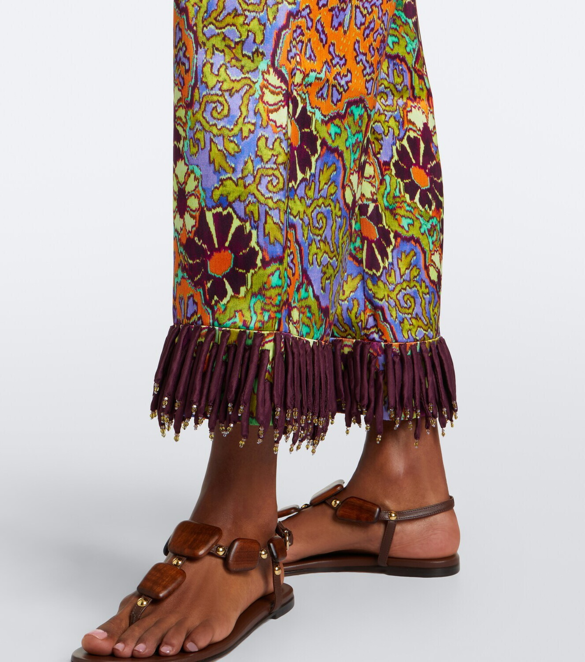 Alémais Joanna fringed printed wide-leg pants