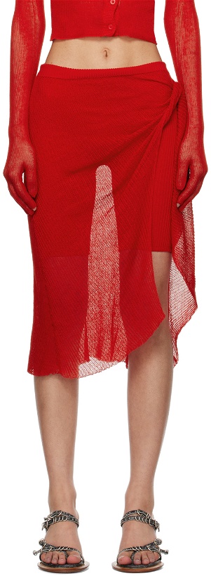 Photo: Isa Boulder SSENSE Exclusive Red Wrap Miniskirt