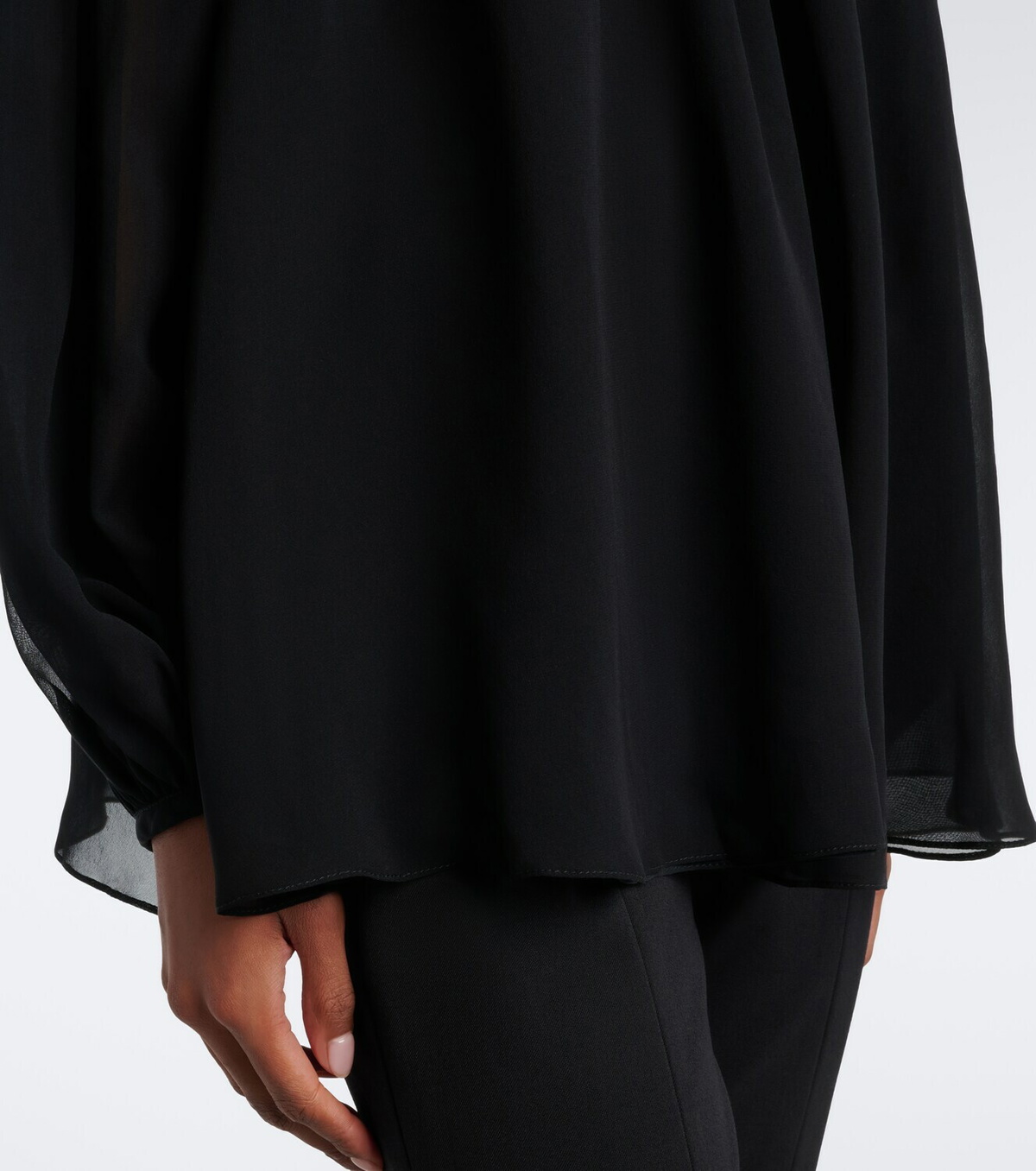 Carolina Herrera Floral-appliqué gathered silk top