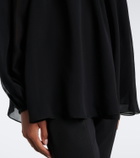 Carolina Herrera Floral-appliqué gathered silk top